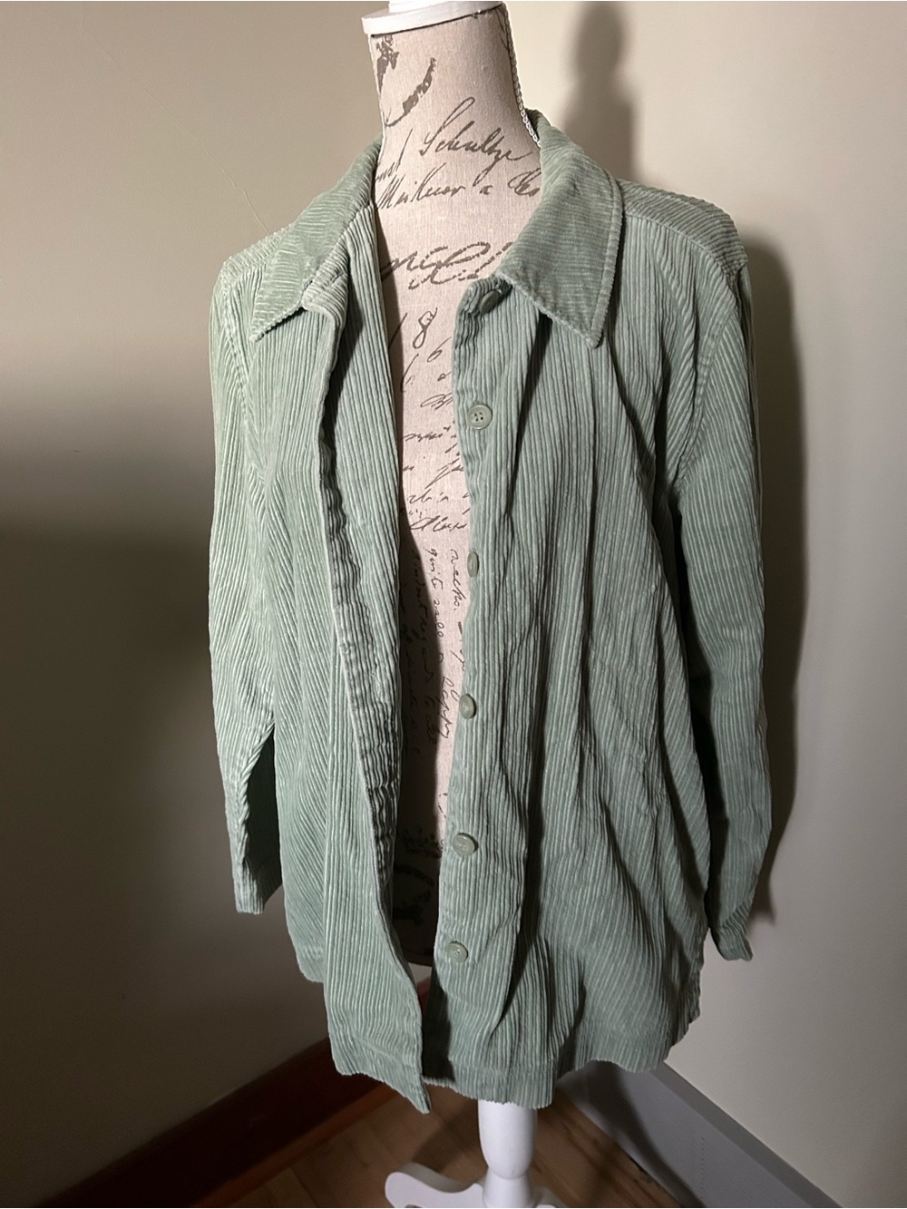Light Sage Green Corduroy Shirt Jacket - Women's Blazer